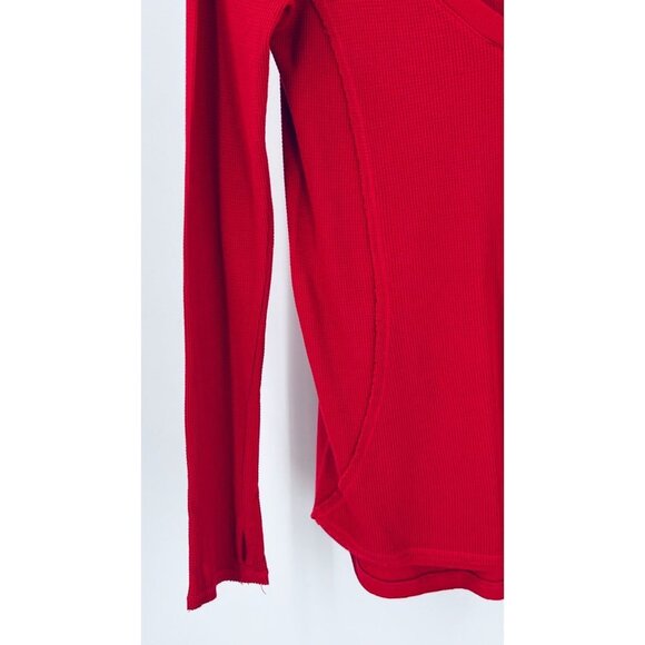 Michael Stars Waffle Knit T Shirt  Long Sleeve V Neck Reverse Seam - Picture 4 of 16